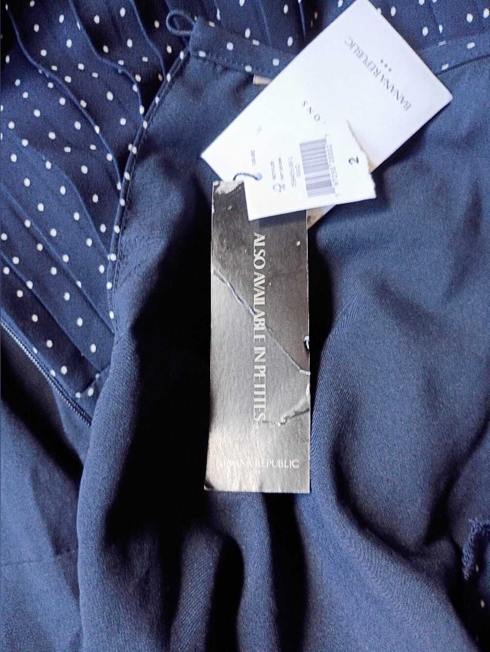 Banana Republic Navy and White Polka Dot Fit-and-Flare Dress - Picture 5 of 9